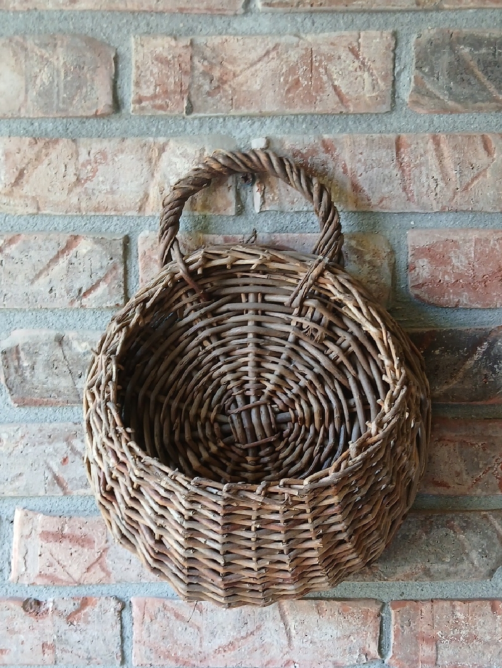Rustic Woven Hanging Basket in Brown